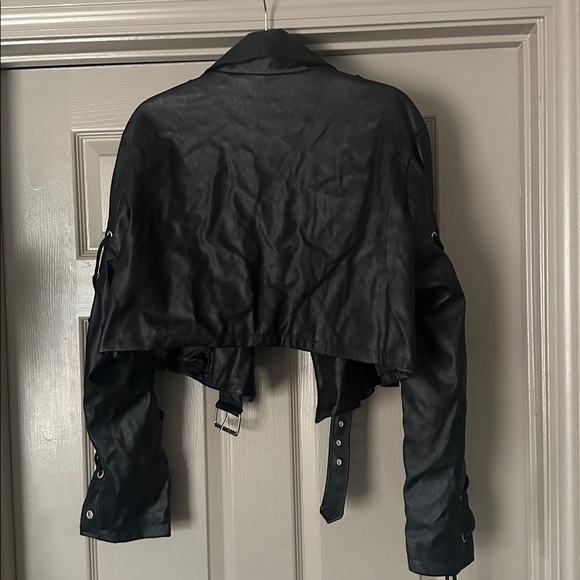 Fashion Nova | Lace-Up Detail Faux Leather Jacket - Picture 10 of 10